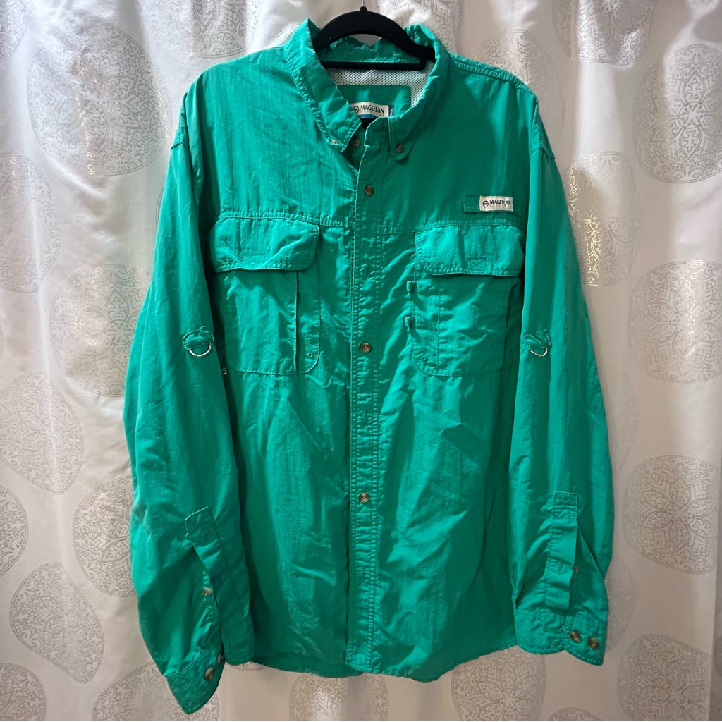 Magellan Fish Gear Mag Wick Green Vented Fishing Shirt